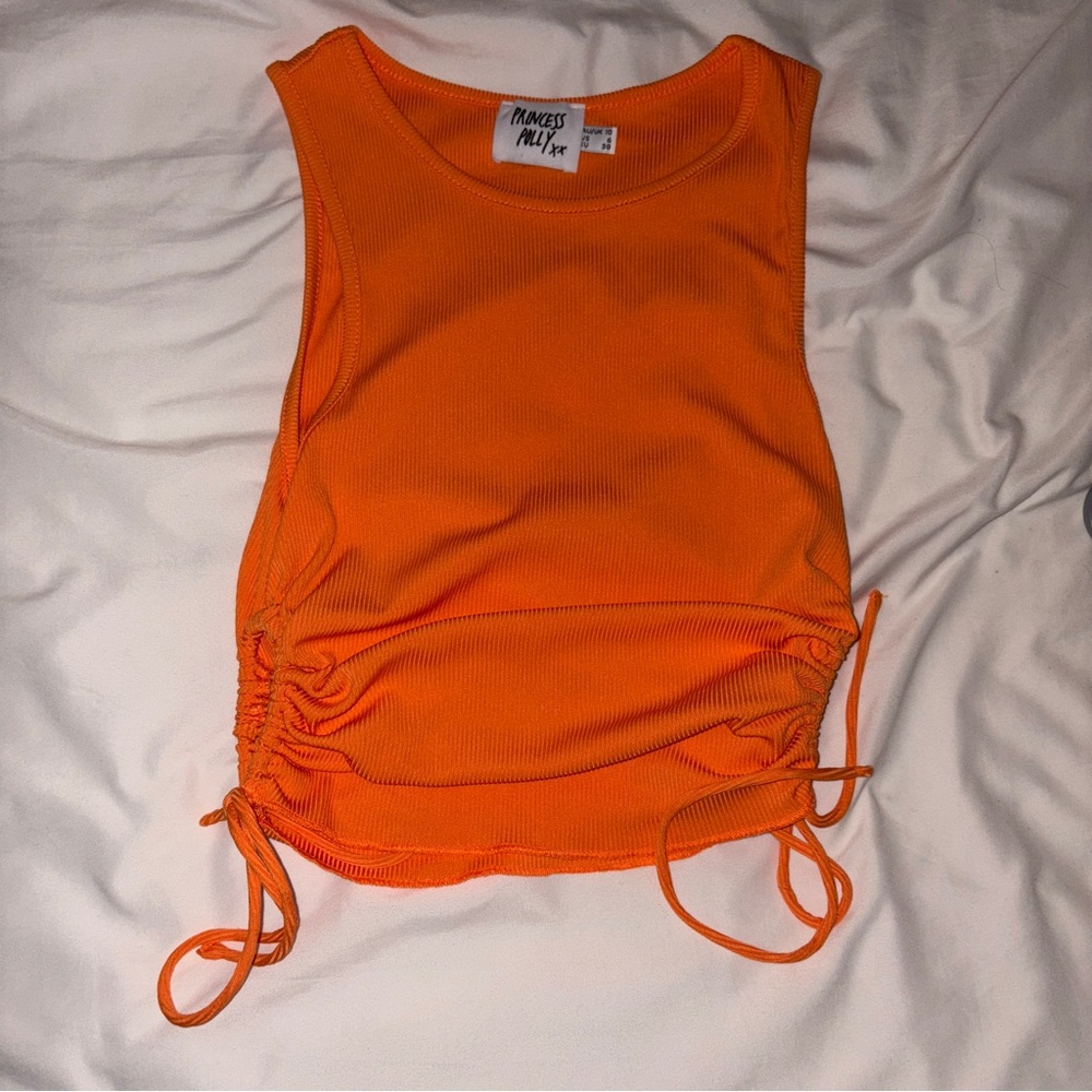 princess polly oranges side tie crop top.